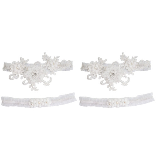 4St Witte Wedding Garter Belts Kant Bruid Feest En 1