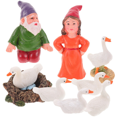 5 Sets Weißer Gnome Garten Harz Figuren 2