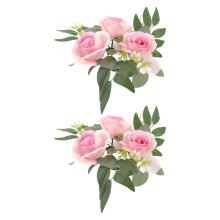 4 Stk. Künstlicher Blumenkranz Mit Realistischer Rose, Teelichthalter