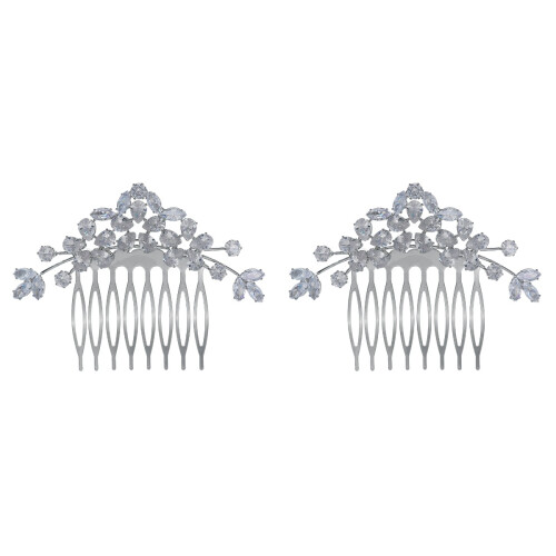 2Stk Haarkamm Silber Braut Kopfschmuck Bequem 1