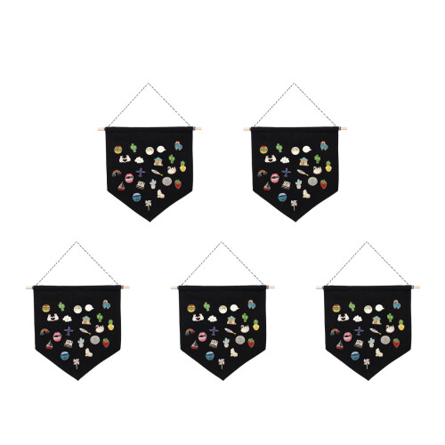 5 Pièces Épinglette En Émail Badge Toile Murale Noire 1