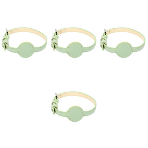 4Pièces Colliers Chat Décoratifs Vert Ajustables Matériau PU 2