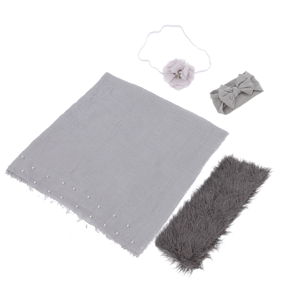 One Set Baby Photo Prop Newborn Blanket Swaddle With Headband 3471907535716