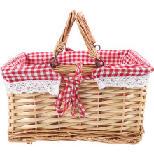 2Pcs Wicker Hand Basket For Fruits Vegetables Outdoor Picnic