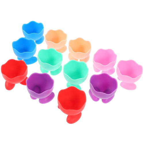 48 Pcs Silicone Egg Cups Easter Cartoon Holders Mixed Color 2