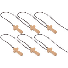 30 Pcs Wood Cross Pendant Necklace For Rear View Mirror Decoration