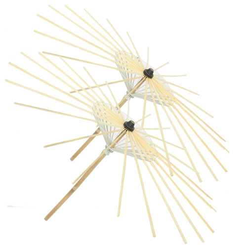 2Pcs Oiled Paper Umbrellas Rack Bamboo Stand For Home Storage 1