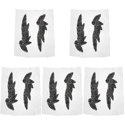 5Paia Appliques in Tessuto Neri Per E Decorazioni Moda 1