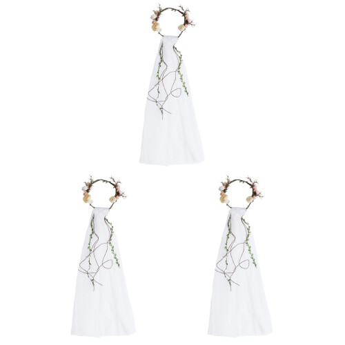 3Pz Decorazione Sposa Bianco Con Tulle 1