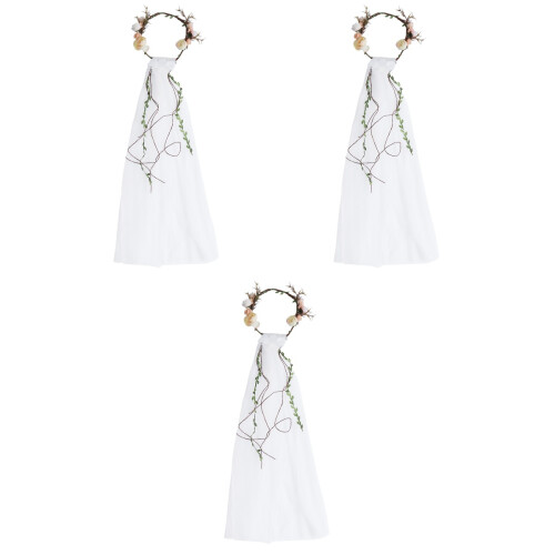 3Pz Decorazione Sposa Bianco Con Tulle 2