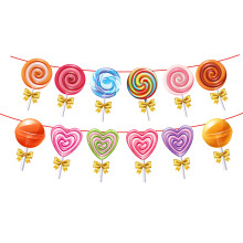 2Stk Happy Birthday Lutscher Banner Dekobanner Für Kindergeburtstag