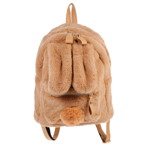 2Stk Plüsch Rucksack Hellbraun Mit Großer Kapazität Hasenohren
