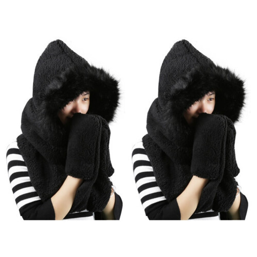 2Stk Kuscheliges Damen Winter Set Plüsch Schal 1
