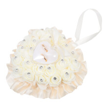 5Stk Romantisches Ringkissen Herzform Beige Mit Strass Und Blüten