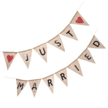 3Stk Just Married Fahnen Shabby Chic Hochzeitsdeko