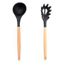 Kitchen Cooking Utensils, Silicone Spaghetti Spoon Set With Heat Resistant Wooden Handle, Nonstick Pasta Server Offering Elegant Functionality And Eas