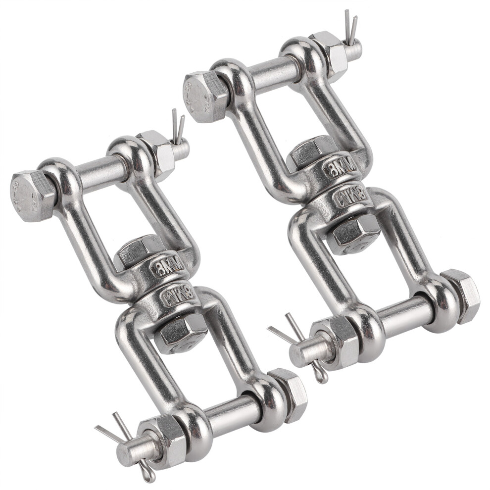 2Pcs 304 Stainless Steel Anchor Swivel Shackle M8 Rotating Ring Connectors 4621359830818