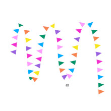 3Stk Farbige Papier-Fahnenbanner Partydeko Mehrfarben