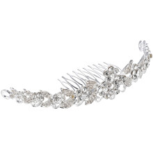 2Stk Mehrfarbige Braut Tiara Mit Metallkamm Silber