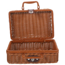 2Stk Simulierter Rattan Geflochtener Koffer Retro Aufbewahrungsbox