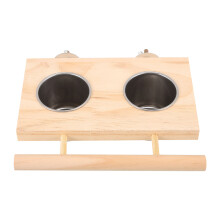 Parrot Holz Sitzstange Mit Futterbecher Und Wasserschale Für Papageienkäfig