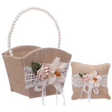 5 Sets Hochzeitsringkissen Mit Blumenkorb Für