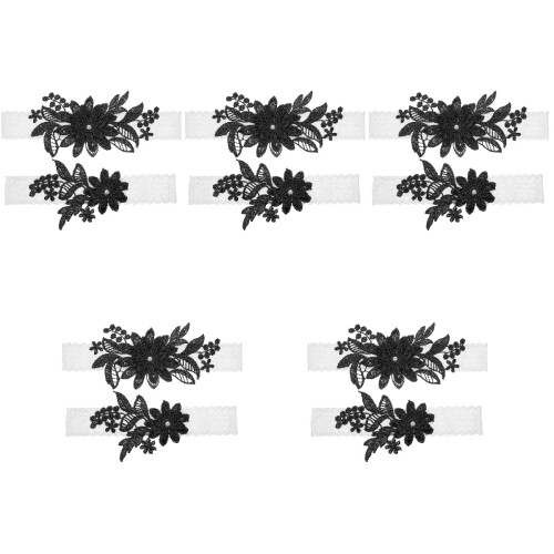 5Sets Flexible Schwarze -Brautstrumpfbänder Für Feiern 2