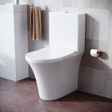 Nes Home White Rimless Soft Close Round Close Coupled Toilet