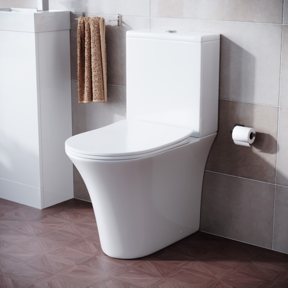 Nes Home Rimless Soft Close Round Close Coupled Toilet White