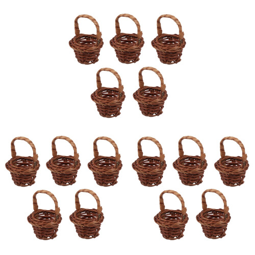 15Pièces Panier Mini Rotin Café Pour Jeu Décor Enfant 2