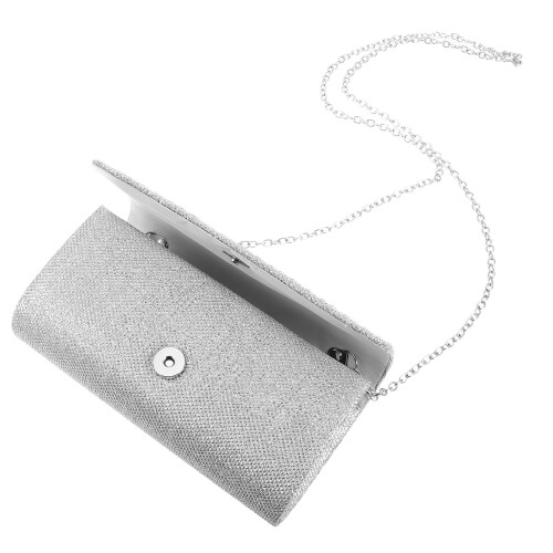 1Chain Silberne Clutch Für Hochzeit Abendtasche Damen Polyester