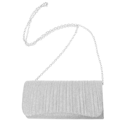 1Chain Silberne Clutch Für Hochzeit Abendtasche Damen Polyester 1