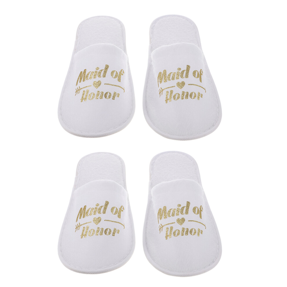 6Paren Gouden Wegwerpslippers Bruidssluipers Stof Comfortabele Thuis-image