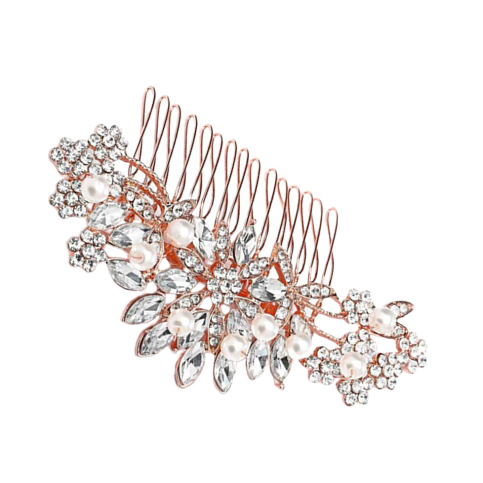 1 Stuks Bruids Haarkam Parel Roze-image