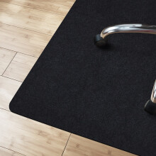 (Schwarz) Bodenschutzmatte 100 x 120 cm für Hartböden, Bürostuhlunterlage aus Polyester, Unterlegmatte (Viking)