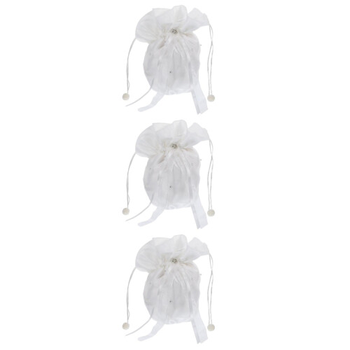3 Unidades Bolsa De Dolly De Seda Com E Strass Leitoso 2