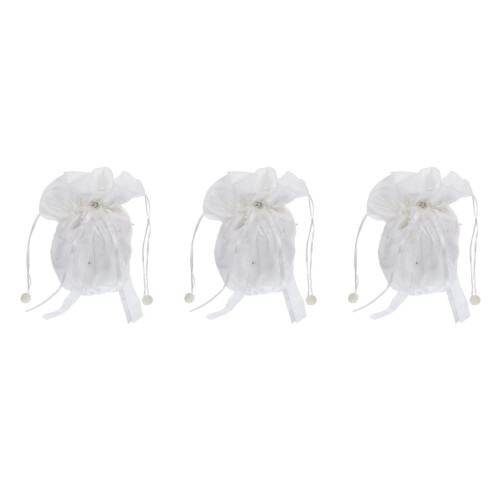 3 Unidades Bolsa De Dolly De Seda Com E Strass Leitoso 1
