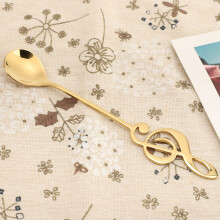Musiknoten-Kaffeelöffel aus Edelstahl, Dessertrührer, Goldfarben, 17 cm