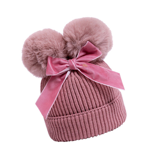 Chapéu De Com Dois Pompons Para Bebê