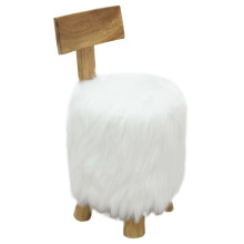 (white) vidaXL Solid Teak Wood Stool Brown Wooden Stool Real Leather Chair White/Brown