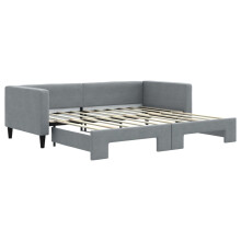 (light grey, w/ Trundle) vidaXL Daybed Sofa Bed Guest Bed with Trundle Light Grey 90x190 cm Fabric