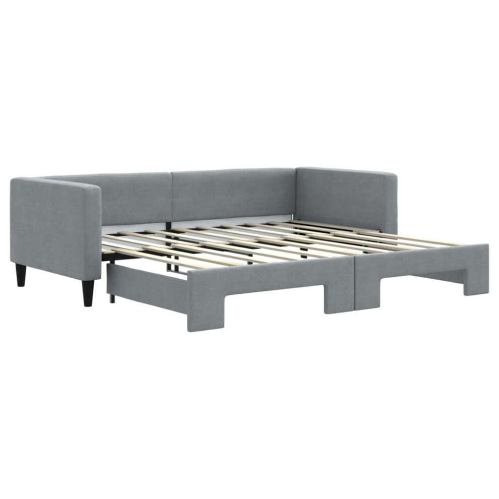 Vidaxl (Light Grey, W/ Trundle) Daybed Sofa Bed Guest Bed With Trundle Light Grey 90X190 Cm Fabric