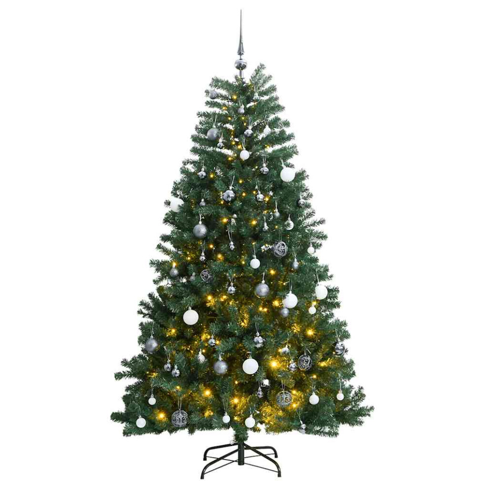 Vidaxl Artificial Hinged Christmas Tree 300 Leds & Ball Set 240 Cm