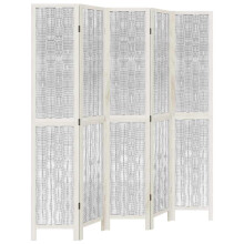 (40 x 200 cm/ 5) vidaXL Room Divider 3 Panels Office Privacy Screen White Solid Wood Paulownia