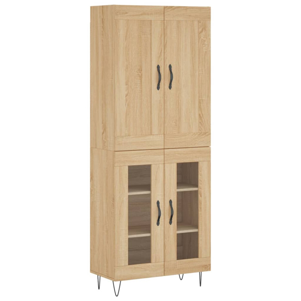 Vidaxl (Sonoma Oak) Highboard Cupboard Tall Storage Cabinet Concrete Grey Engineered Wood