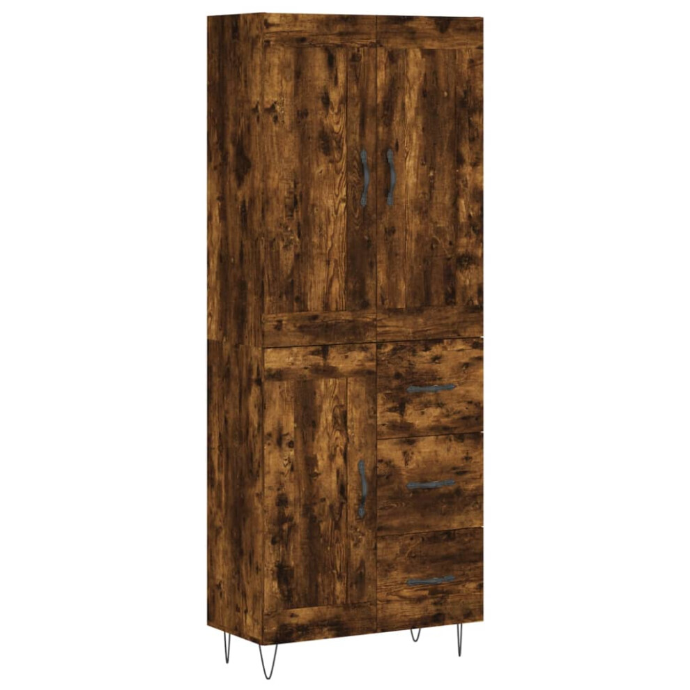 New Vidaxl (Smoked Oak) Highboard Cupboard Tall Storage Cabinet Concrete Engineered Wood Grey