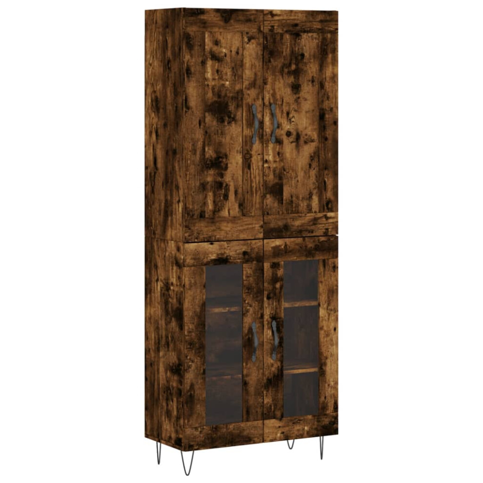 Vidaxl (Smoked Oak) Highboard Cupboard Tall Storage Cabinet Concrete Grey Engineered Wood