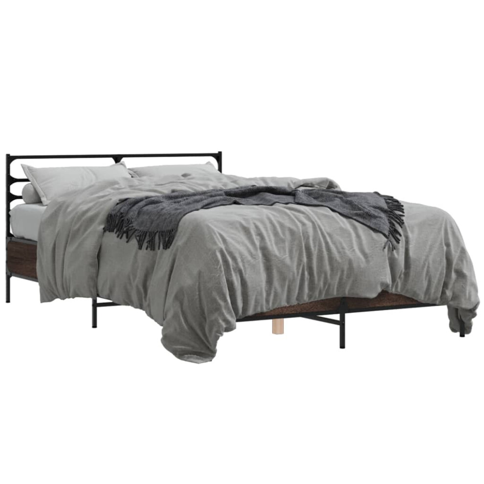 Vidaxl (Brown Oak, 120 X 200 Cm) Bed Frame Bed Base Grey Sonoma 120X200 Cm Engineered Wood And Metal