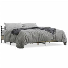 (sonoma oak, 200 x 200 cm) vidaXL Bed Frame Bed Base Grey Sonoma 120x200 cm Engineered Wood and Metal