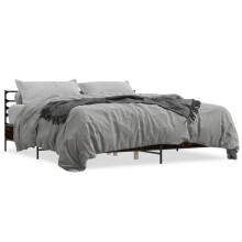 (smoked oak, 180 x 200 cm) vidaXL Bed Frame Bed Base Grey Sonoma 120x200 cm Engineered Wood and Metal